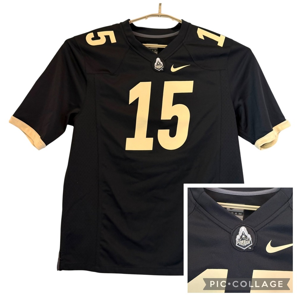 Nike Team Purdue Boilermakers Football Jersey Black Gold 15 Mens Large NCAA